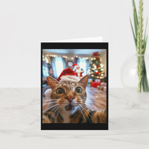 Funny Cat Selfie With Santa Christmas 13  Card
