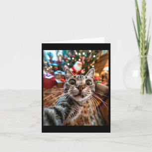 Funny Cat Selfie With Santa Christmas 14  Card