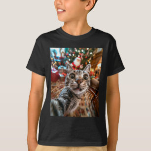 Funny Cat Selfie With Santa Christmas 14  T-Shirt