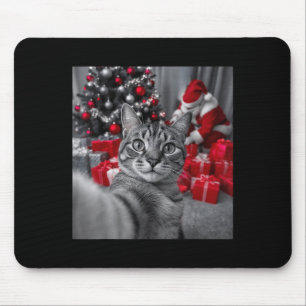 Funny Cat Selfie With Santa Claus Christmas Meme _ Mouse Pad