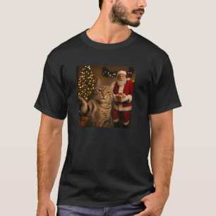 Funny Cat Selfie With Santa Claus Christmas Meme P T-Shirt