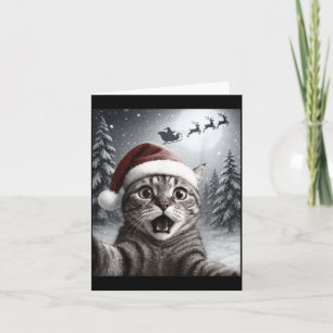 Funny Cat Selfie With Santa Claus Christmas Men Wo Card
