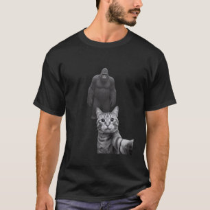 Funny Cat Selfie with Sasquatch Kids Cryptid Humou T-Shirt