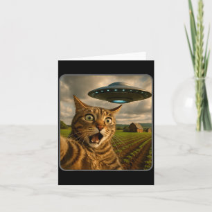 Funny Cat Selfie With Ufo Alien Meme  Card