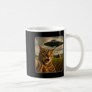 Funny Cat Selfie With Ufo Alien Meme  Coffee Mug