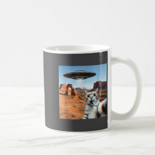 Funny Cat Selfie With Ufo And Cigarette Coffee Mug