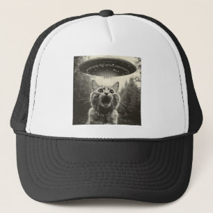 Funny Cat Selfie with UFO Trucker Hat