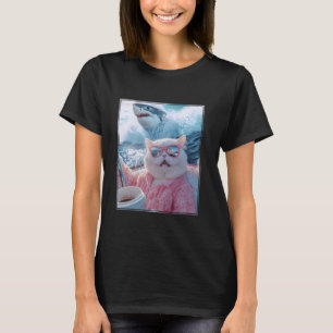 Funny Cat Shark Meme Selfie Cat on a Yacht Boat T-Shirt