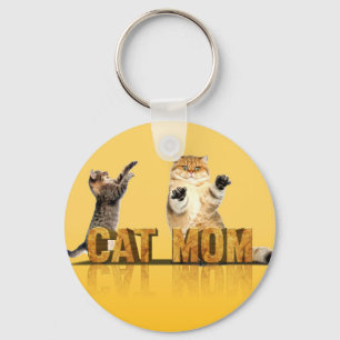 Funny cat shirt cat mom gift cat mommy keychain