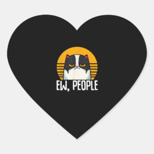 Funny Cat Shirt Retro Ew People Meowy Kitty Cats L Heart Sticker