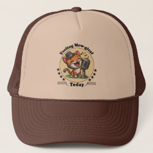 funny cat singing trucker hat