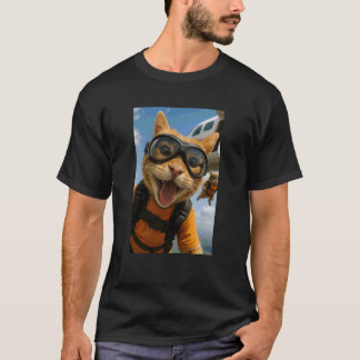Funny Cat Sky Diving Diver Animal Lover Zoo Mom Da T-Shirt