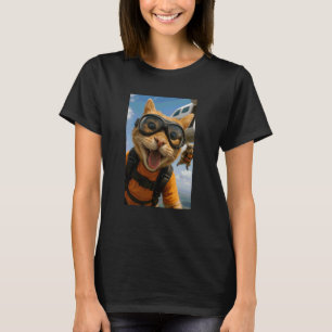 Funny Cat Sky Diving Diver Animal Lover Zoo Mom Da T-Shirt