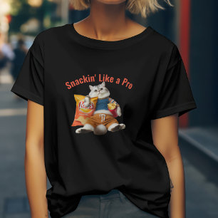 Funny Cat Snackin' Like A Pro T-Shirt