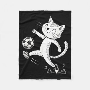 Funny Cat Soccer Ball - Cat Lover  Fleece Blanket