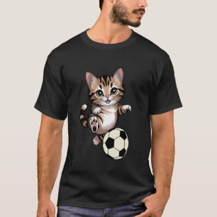 Funny Cat Soccer Ball Graphic Kitten Sports Lover  T-Shirt
