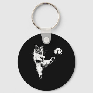 Funny Cat Soccer Ball Graphic T-shirt.png Keychain