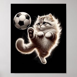 Funny Cat Soccer Ll Cat Playing Soccer Meme Sport Poster
