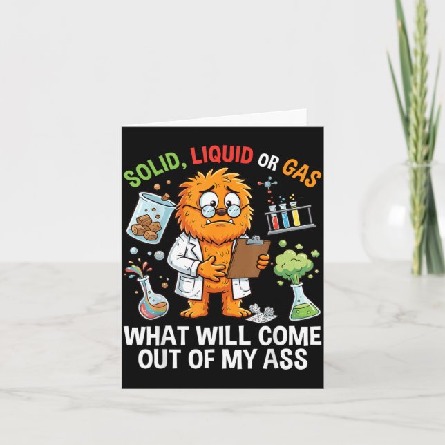 Funny Cat Solid Liquid Or Gas Physics Science Card (Front)