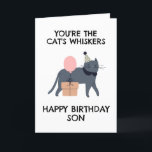 funny cat son birthday cards<br><div class="desc">Send a paw-sitively hilarious birthday card to your cat-obsessed son. This funny card is filled with cute cat puns and jokes that will have him laughing out loud. It's the perfect way to show your love for your feline-loving kid.</div>