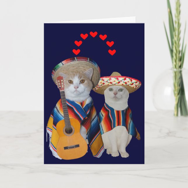 Funny Cat Spanish Valentine for Husband Holiday Card (Front)