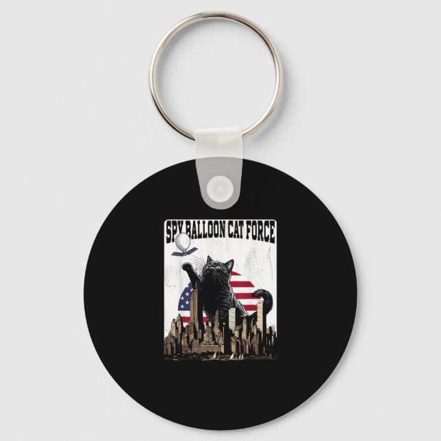 Funny Cat Spy Balloon Keychain (Front)