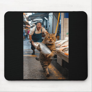 Funny Cat Stealing Fi-shirt  Mouse Pad