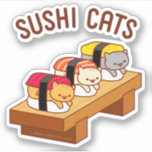 Funny Cat Sticker - SUSHI CATS<br><div class="desc">Funny Cat Sticker - SUSHI CATS (t-shirt, Cats, Sushi, Japanese, Japan, neko, Kawaii, cute, funny, lol, tshirt, Tamago, Sake, Maguro, Salmon, Sashimi, Blufin Tuna, tee, kitty, "cat lover", food, rice, raw fish, lunch, dinner, snack, hungry, hangry, delicious, yummy, Summer 2020, hilarious, joke, chibi, manga, anime, Men, boys, dudes, guys, teen)...</div>