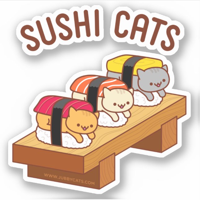 Funny Cat Sticker - SUSHI CATS (Front)