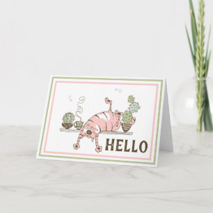 Funny Cat Stretching Blank Inside Greeting Card