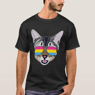 Funny Cat Sunglasses Pansexual Pride Flag Gift T-Shirt