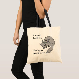 Funny Cat Super Power Tote Bag