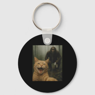 Funny Cat Surprised Happy Selfie With Bigfoot Sasq Keychain