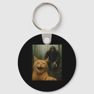 Funny Cat Surprised Happy Selfie With Bigfoot Sasq Keychain