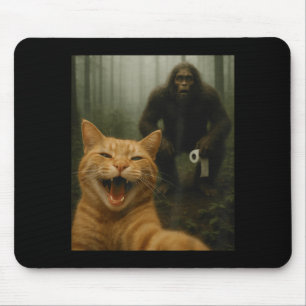 Funny Cat Surprised Happy Selfie With Bigfoot Sasq Mouse Pad