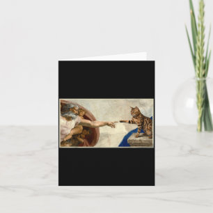 Funny Cat Swatting Gods Hand Parody Renaissance Card