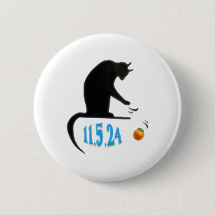 Funny Cat Swatting Orange Off Table On Election Da 2 Inch Round Button