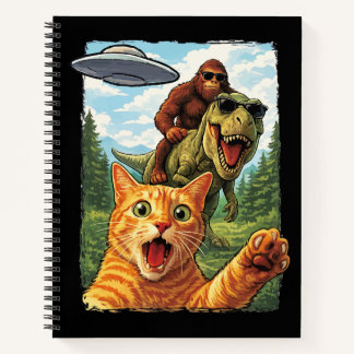 Funny Cat T-Rex Bigfoot UFO Selfie Alien Notebook