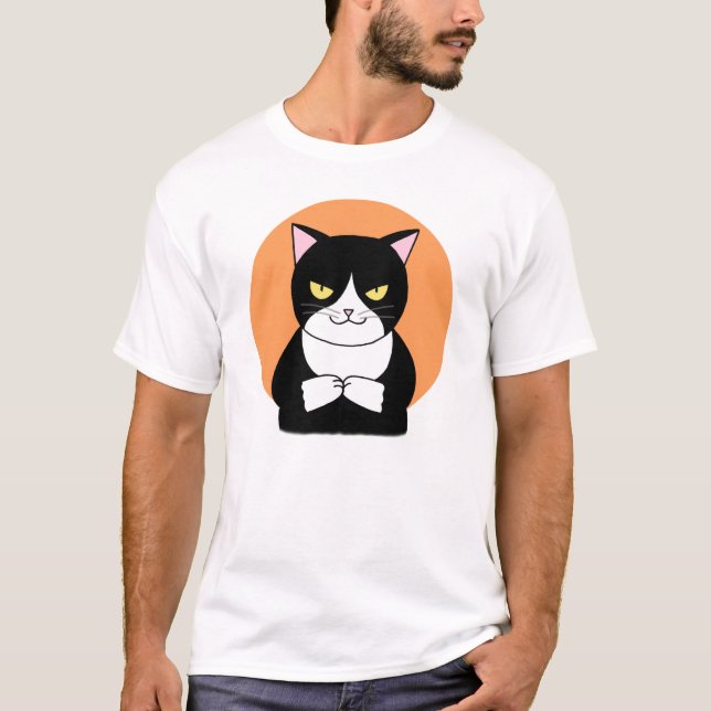 Funny Cat T-shirt Evil Cat Graphic Tee Bad Cat (Front)
