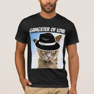 FUNNY CAT T-SHIRT GANGSTER OF LOVE