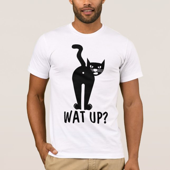 Funny Cat T-shirts. WAT UP? T-Shirt (Front)