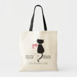 Funny Cat Tails Couple Monogram Wedding Engagement Tote Bag<br><div class="desc">For all those cat lovers out there! 

 A cat couple with their tails entwined/intertwined showing the happy couple's monogram between and next to the tails. 

 Very cute vector illustrations of a black and white cat snuggling/cuddling. 

 Perfect invite for those getting married who have their cats so much in common.</div>