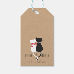 Funny Cat Tails Couple Monogram Wedding Gift Tags
