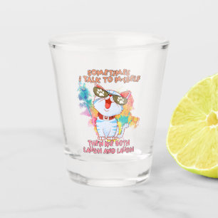 Funny Cat Talking to Itself –Cute and Humourous Ca Shot Glass