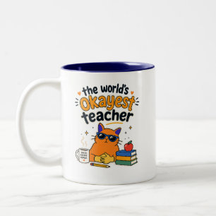 Funny Cat Teacher Two-Tone Coffee Mug