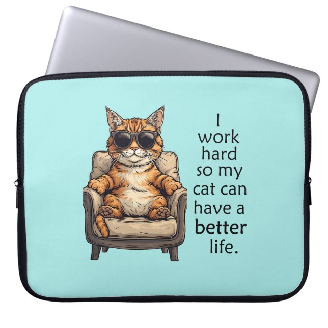 Funny Cat Theme,  Adorable Laptop Electronics Bag (Front)