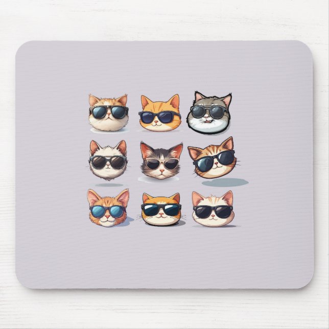 Funny Cat Theme In Light Purple Mousepad (Front)