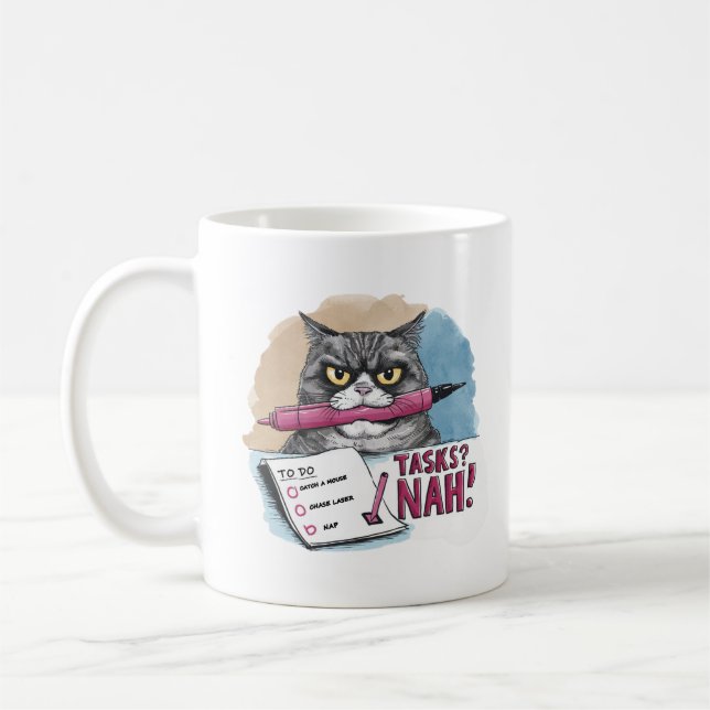 Funny Cat To-Do List Coffee Mug (Left)