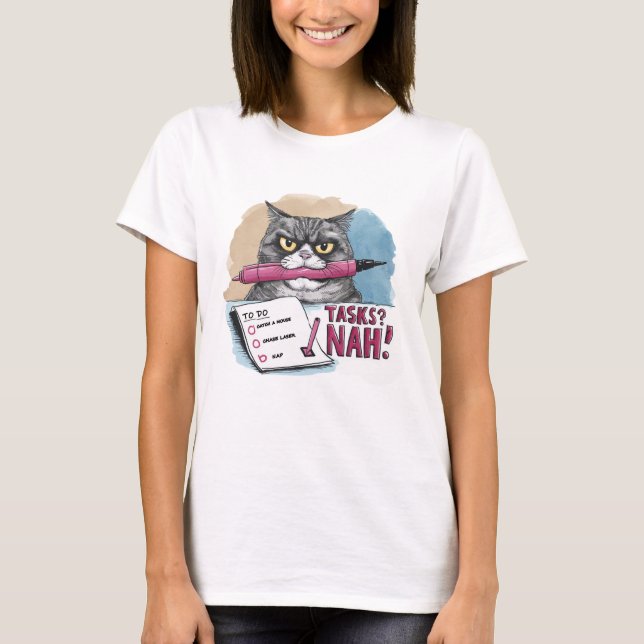 Funny Cat To-Do List T-Shirt (Front)