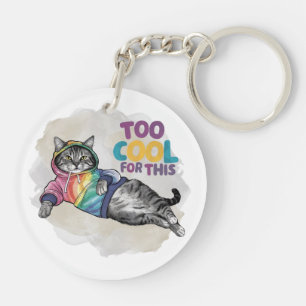 Funny Cat Too Cool for This Keychain